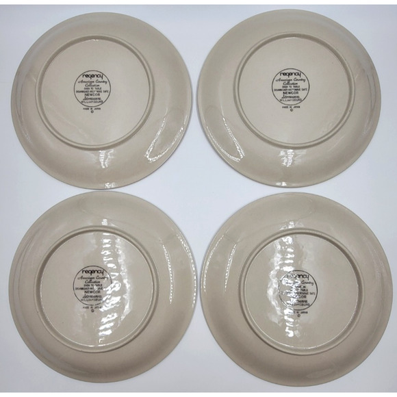 4 Newcor Regency Williamsburg Stoneware Dinner Plates Japan American Country - Picture 5 of 8